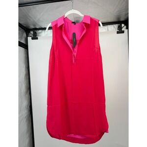 ANDB Sheer Fuschia Collared Shirtdress